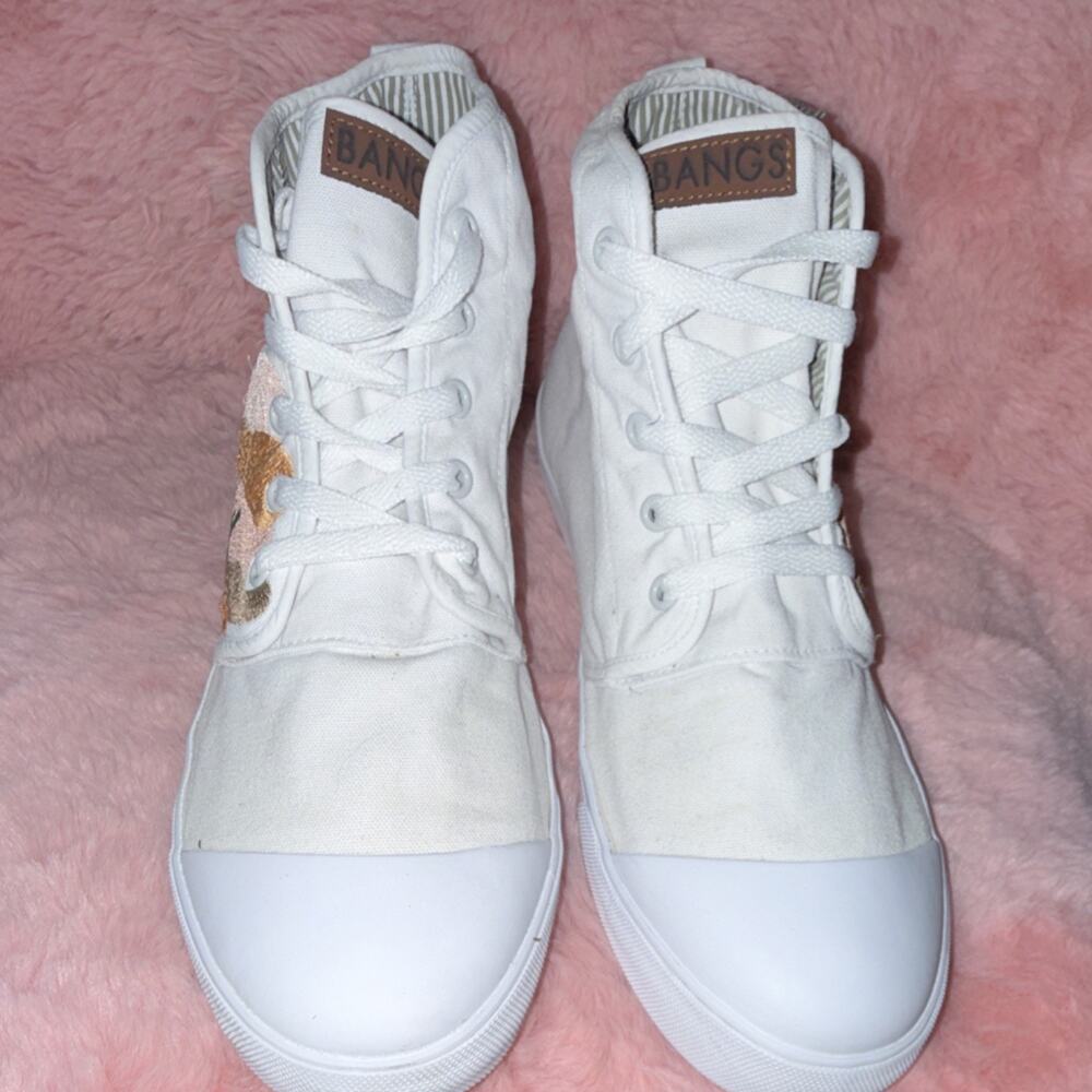 BANGS Embroidered Nature Pattern Women's High Top Canvas Sneakers Rubber Outsole